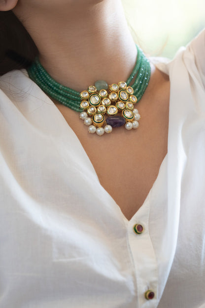 Jade & Onyx Embellished Necklace 