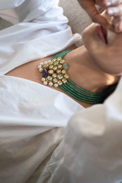 Jade & Onyx Embellished Necklace 