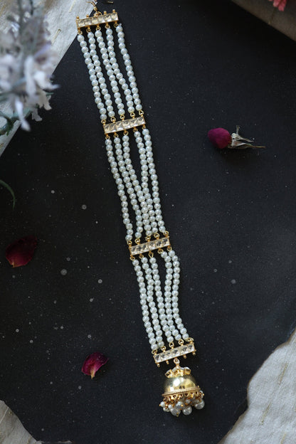 Pearl & Kundan Embellished Multistrand Braid Pin 