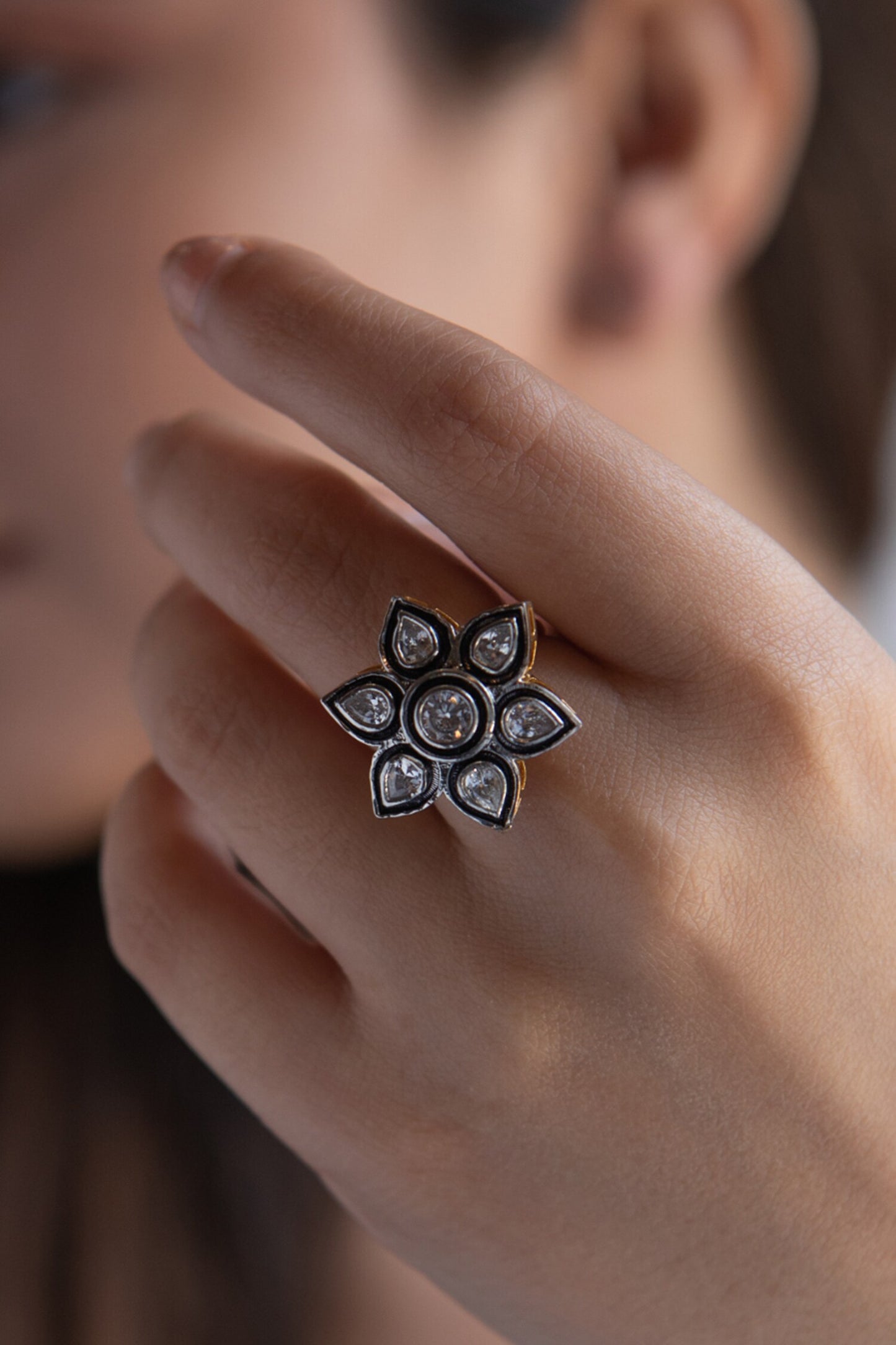 Faux Diamond Studded Ring 