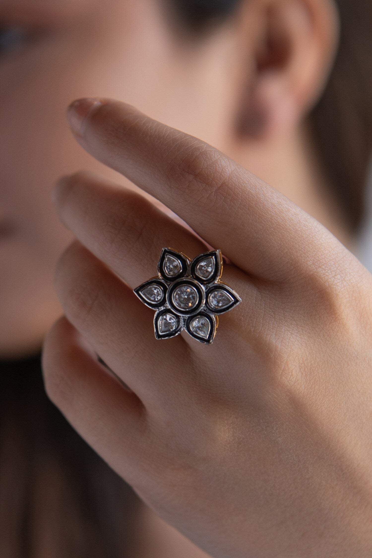 Faux Diamond Studded Ring 