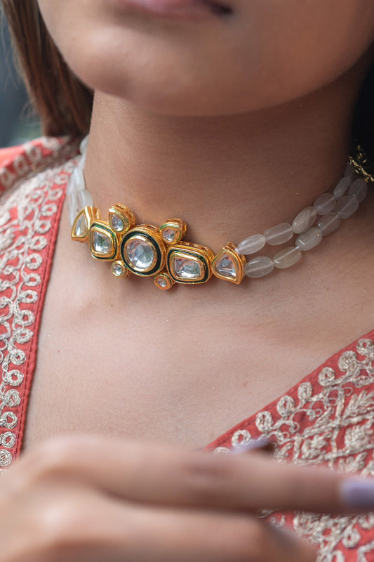 Stone Studded Bead Choker 