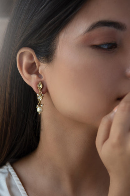 Drop Stone Studded Earrings 
