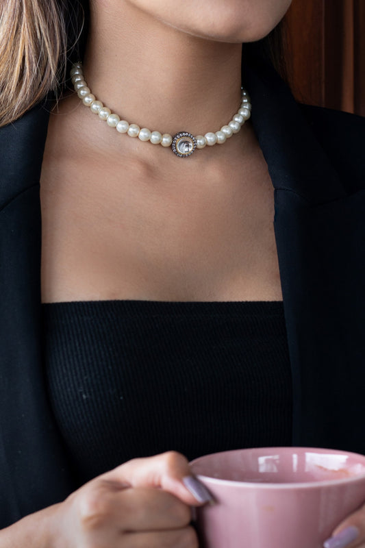 Polki Studded Pearl Choker 