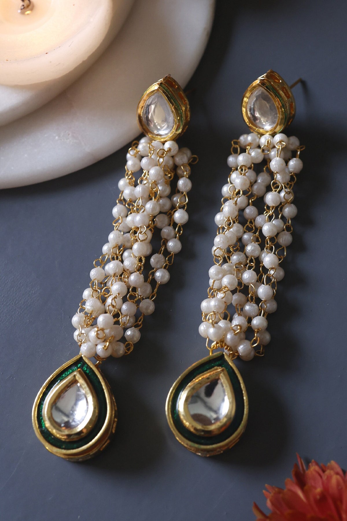 Pearl Tassel Drop Earrings 