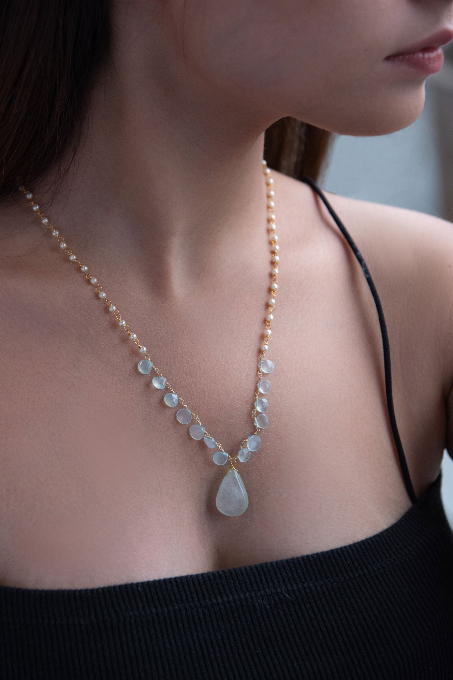 Natural Stone Drop Necklace 