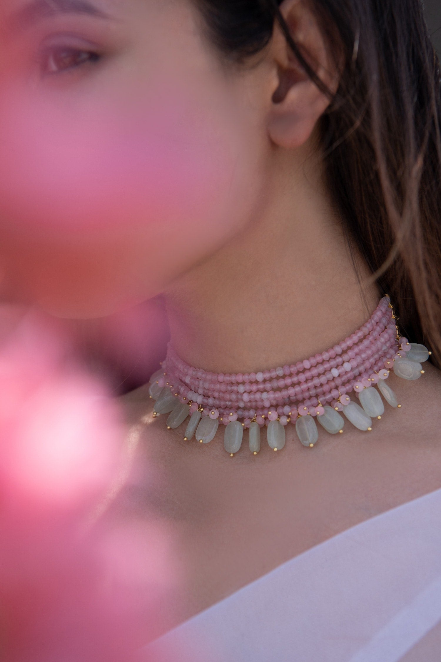 Onyx Multi-Strand Drop Choker 