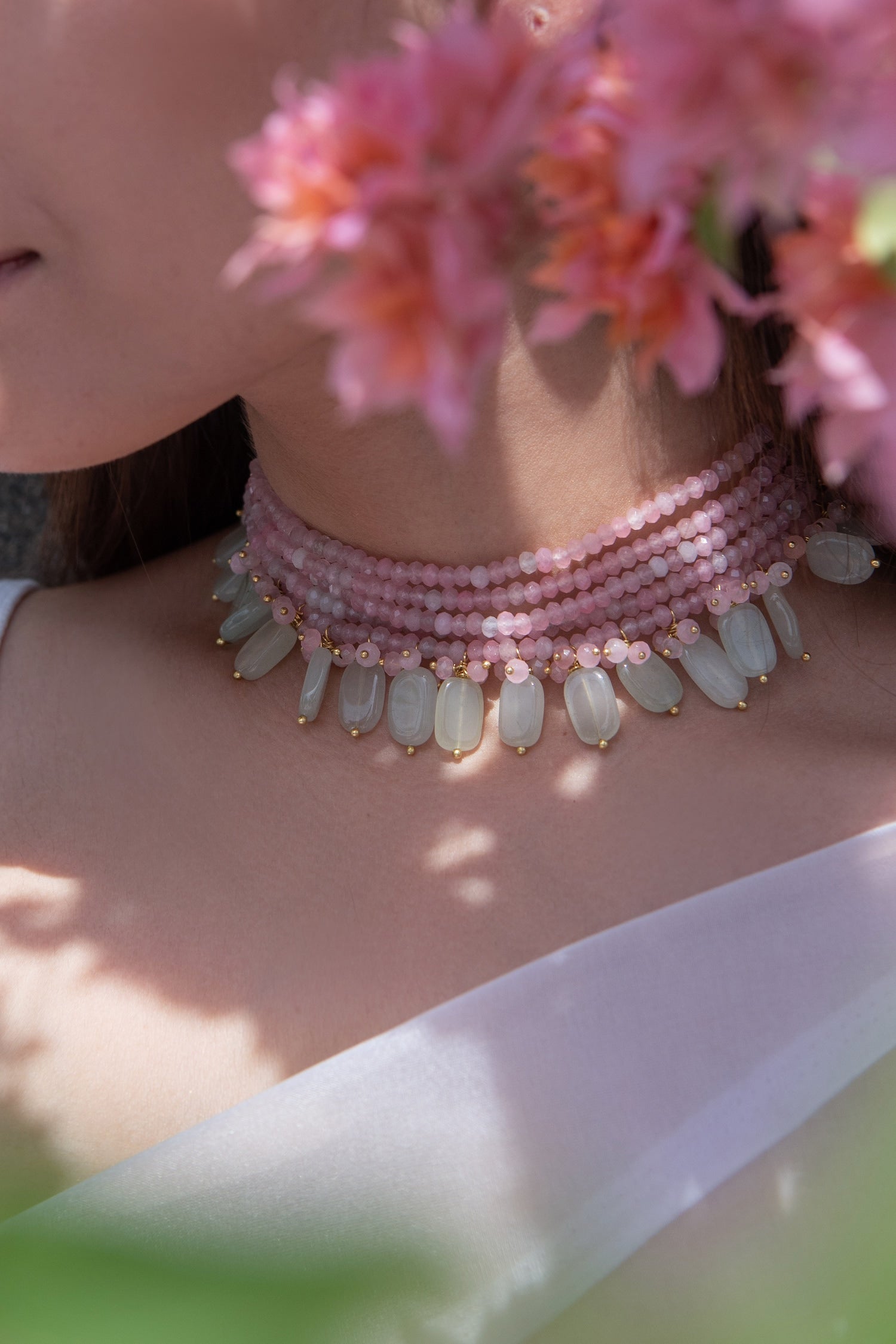 Onyx Multi-Strand Drop Choker 
