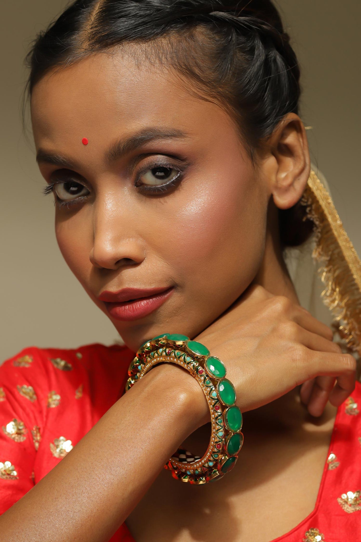 Kundan Embellished Meenakari Bangle 
