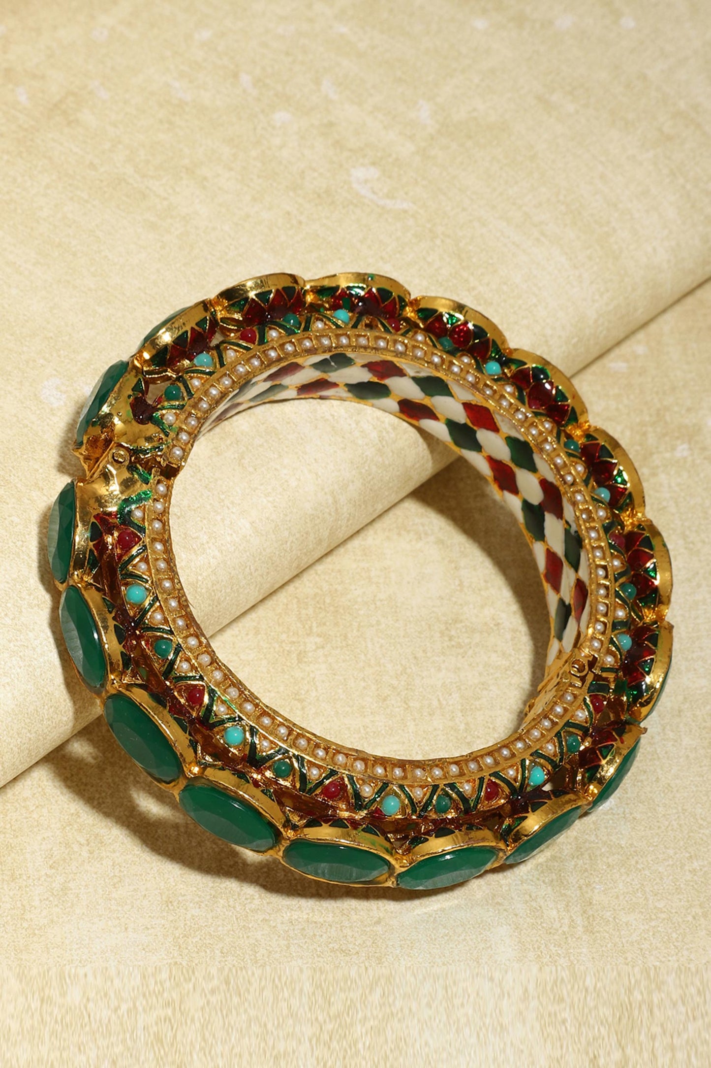 Kundan Embellished Meenakari Bangle 
