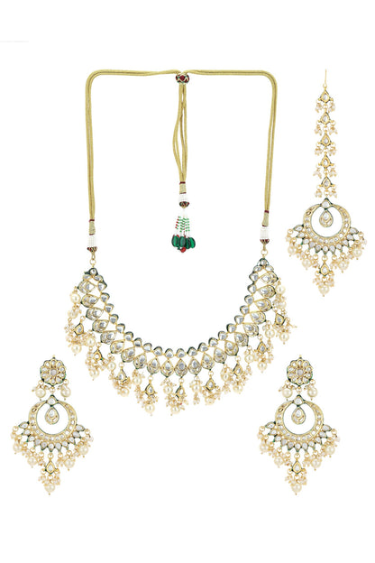Teardrop Bloom Kundan Jewellery Set 