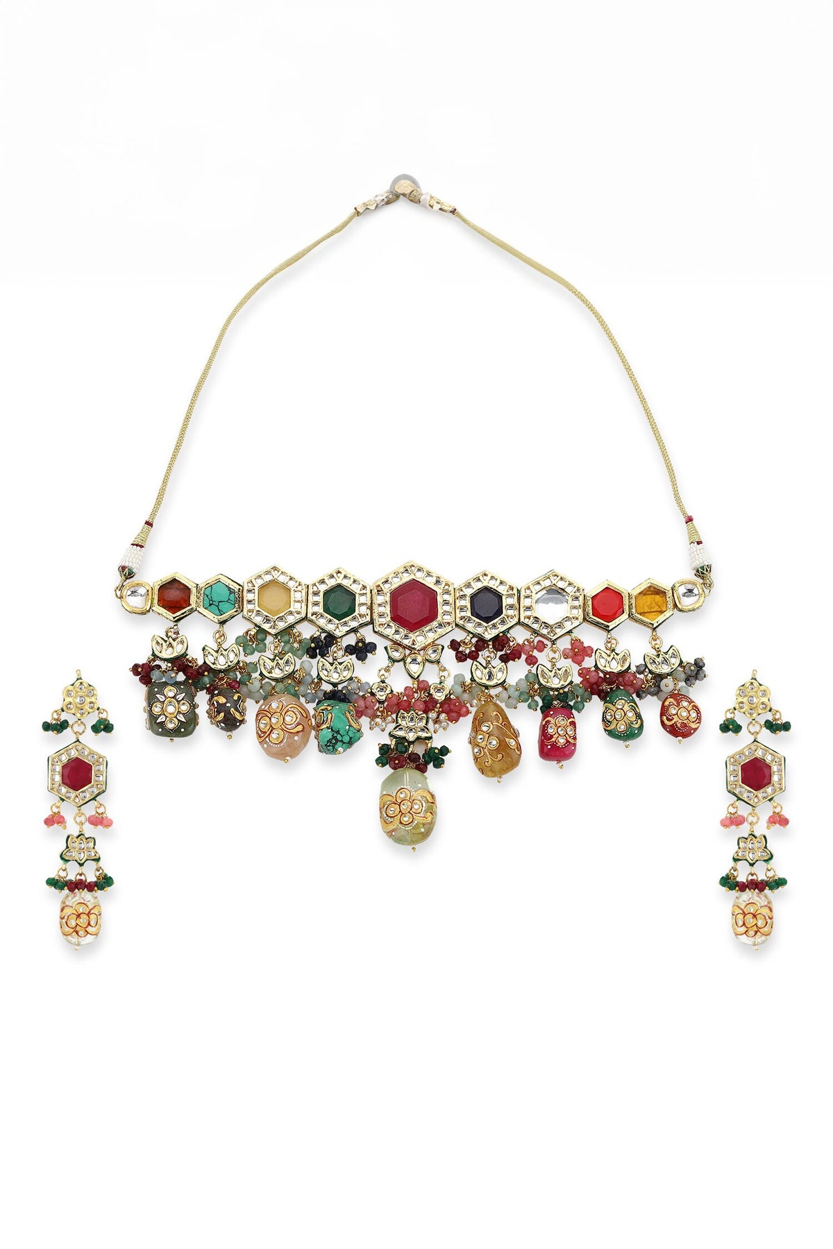 Geometric Padma Bloom Kundan Jewellery Set 