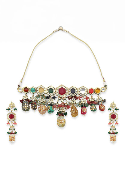 Geometric Padma Bloom Kundan Jewellery Set 