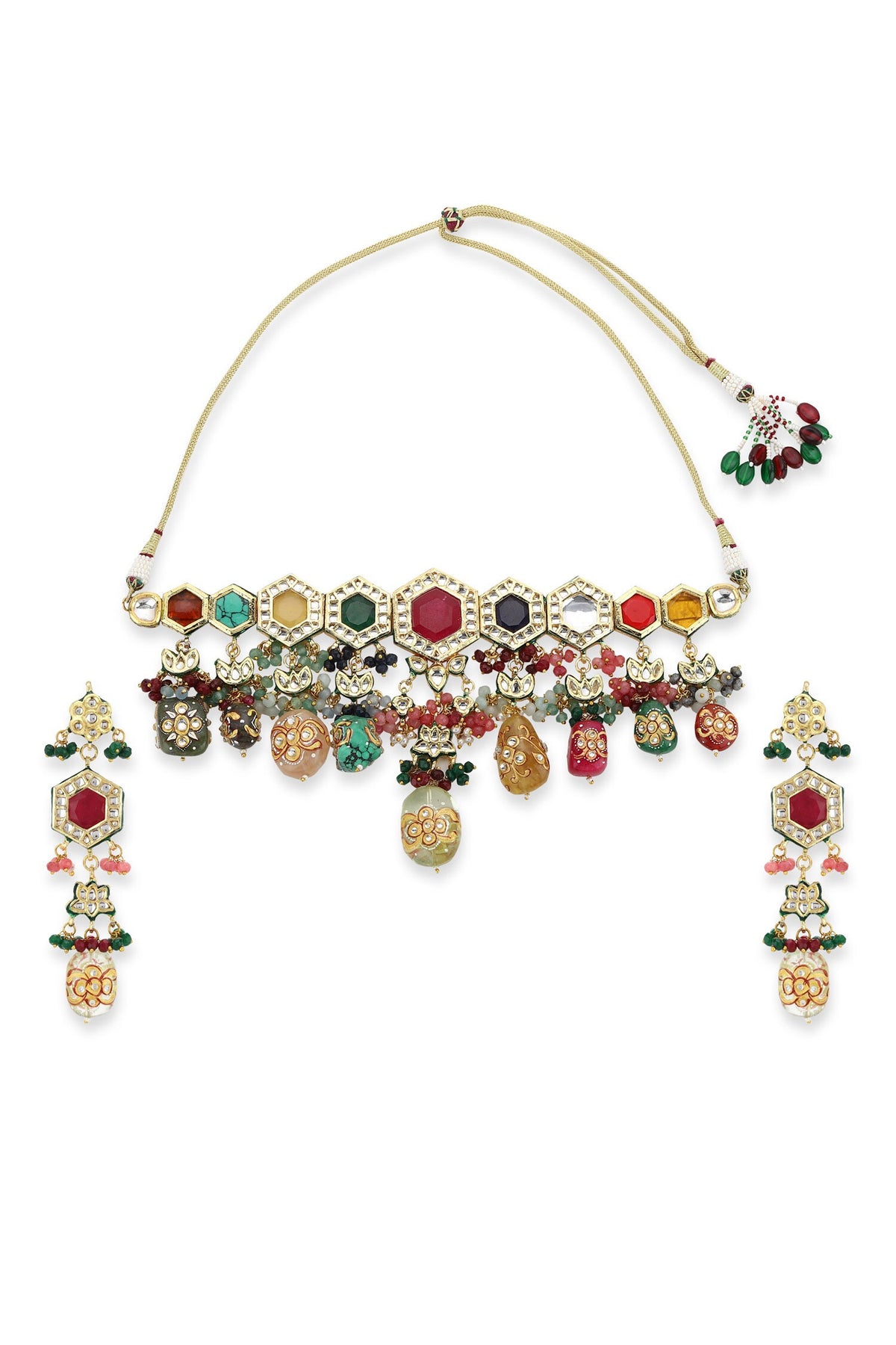 Geometric Padma Bloom Kundan Jewellery Set 