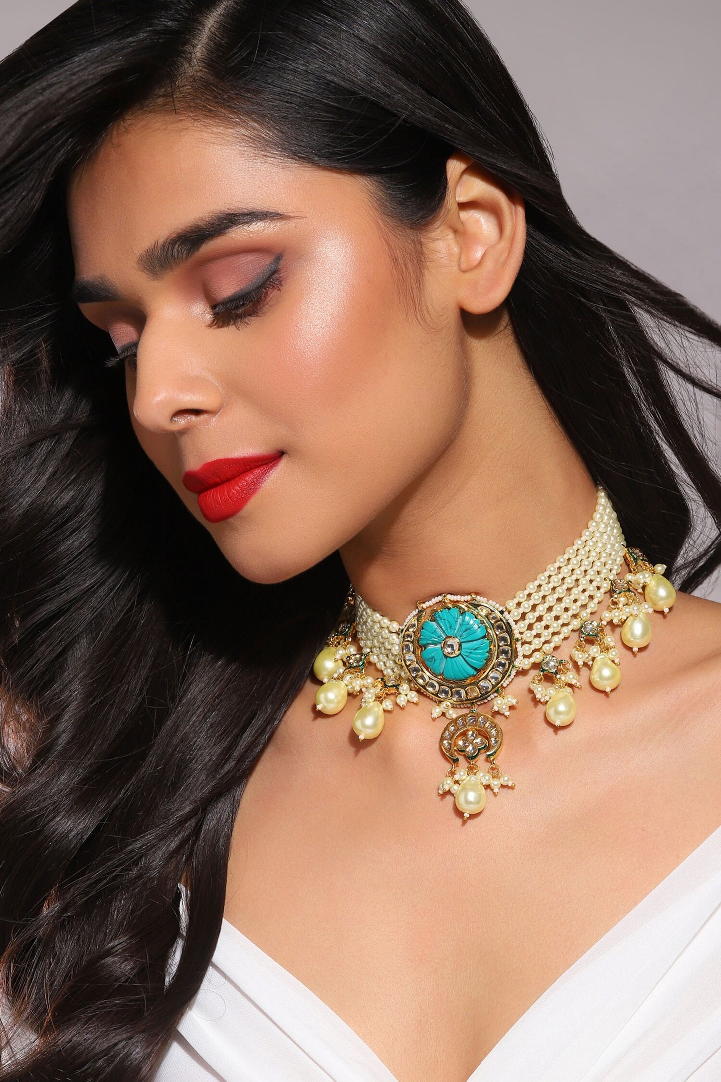 Amyra Kundan & Pearl Choker Necklace 