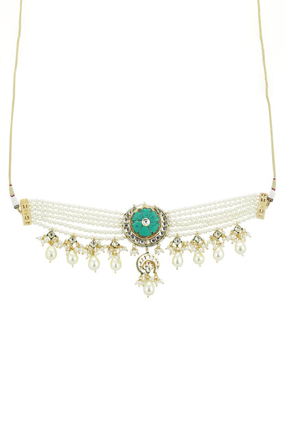Amyra Kundan & Pearl Choker Necklace 