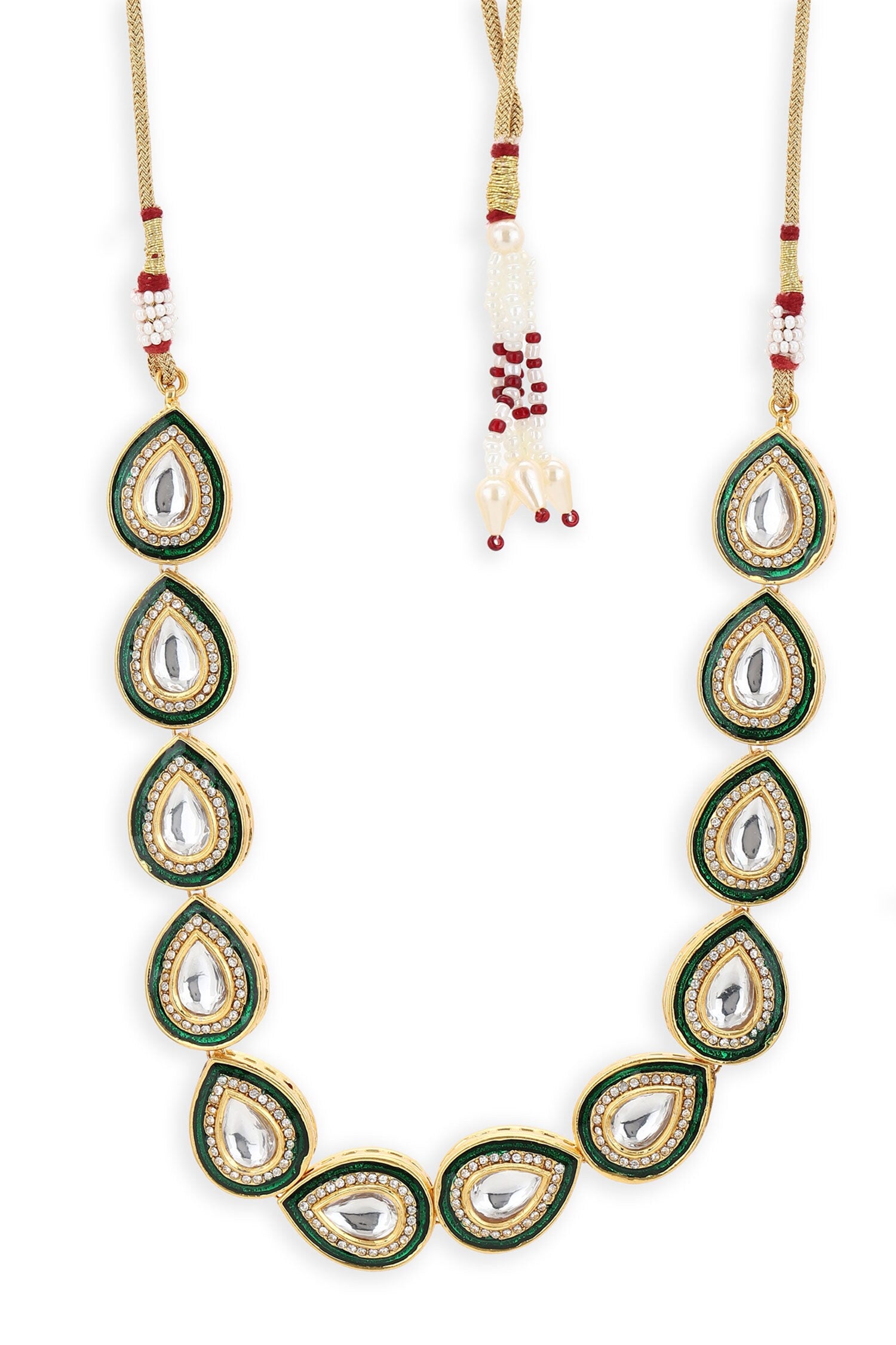 Glorius Teardrop Kundan Necklace 