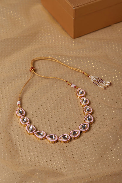 Sparkling Teardrop Kundan Necklace 