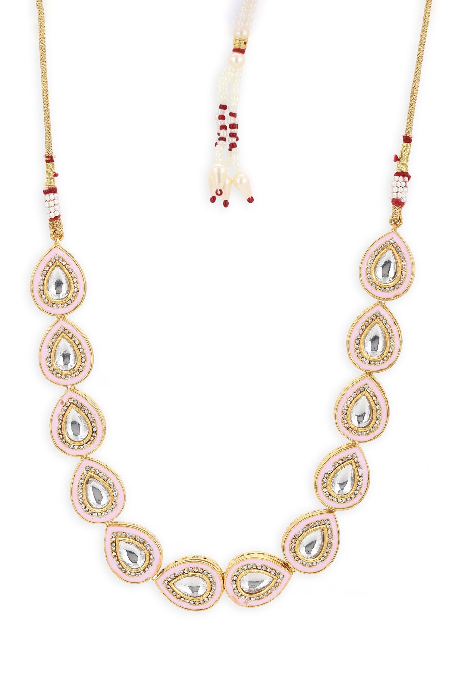 Sparkling Teardrop Kundan Necklace 