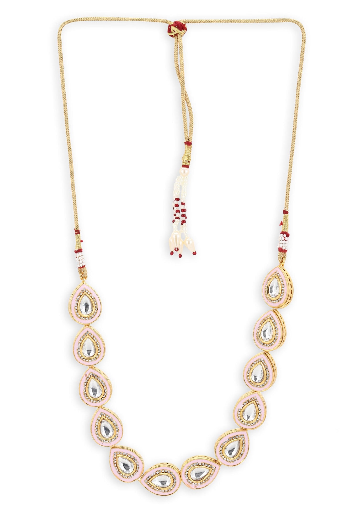 Sparkling Teardrop Kundan Necklace 
