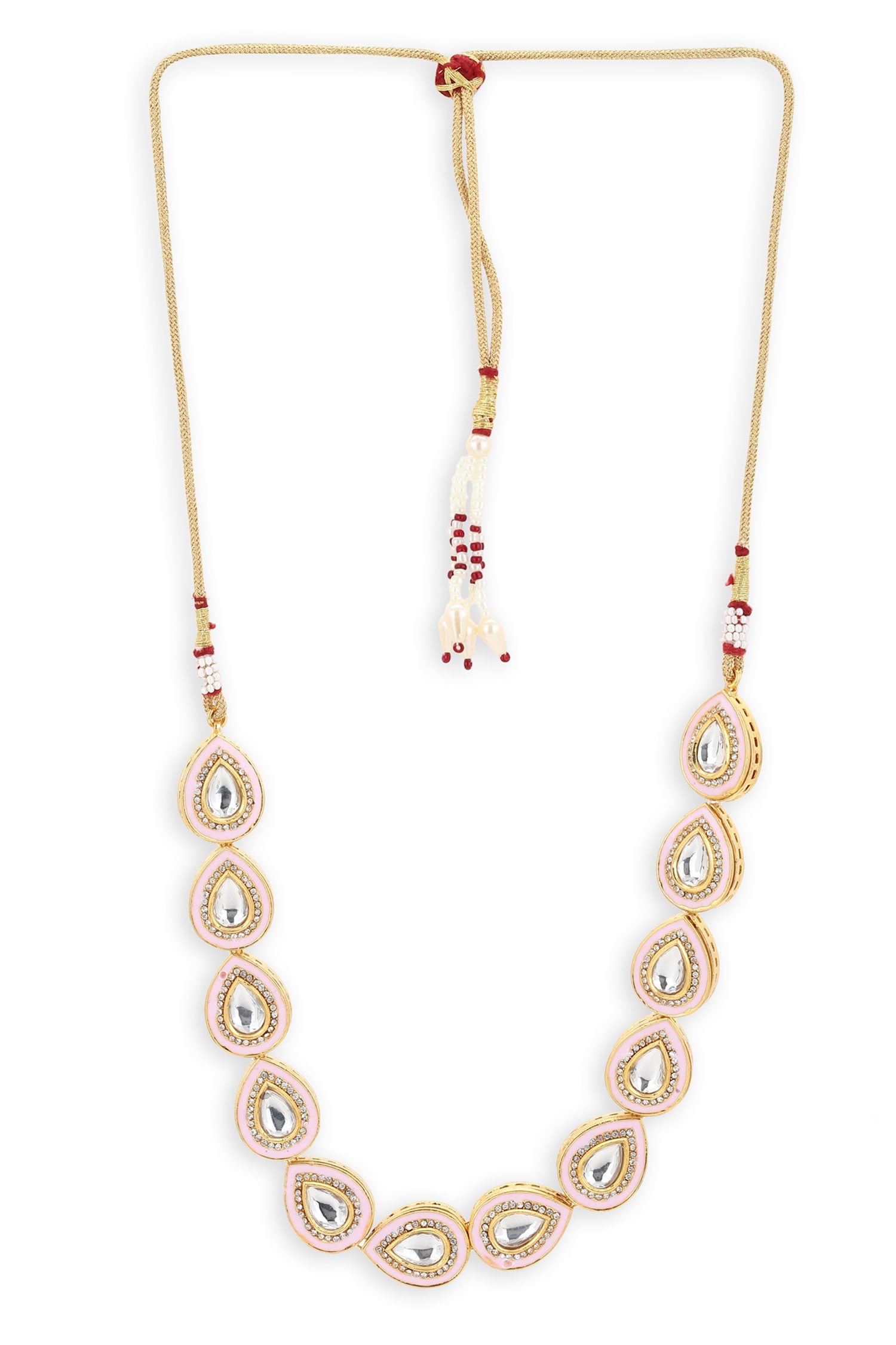 Sparkling Teardrop Kundan Necklace 