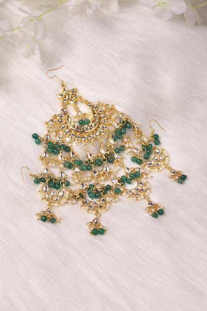 Gold Toned Kundan Beaded Passa 