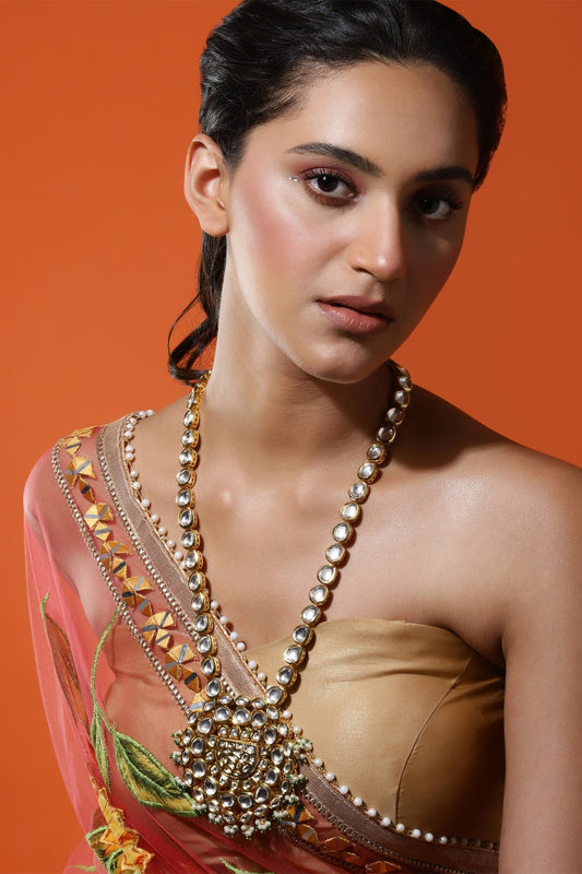 Ornate Bloom Kundan Embellished Pendant Necklace 