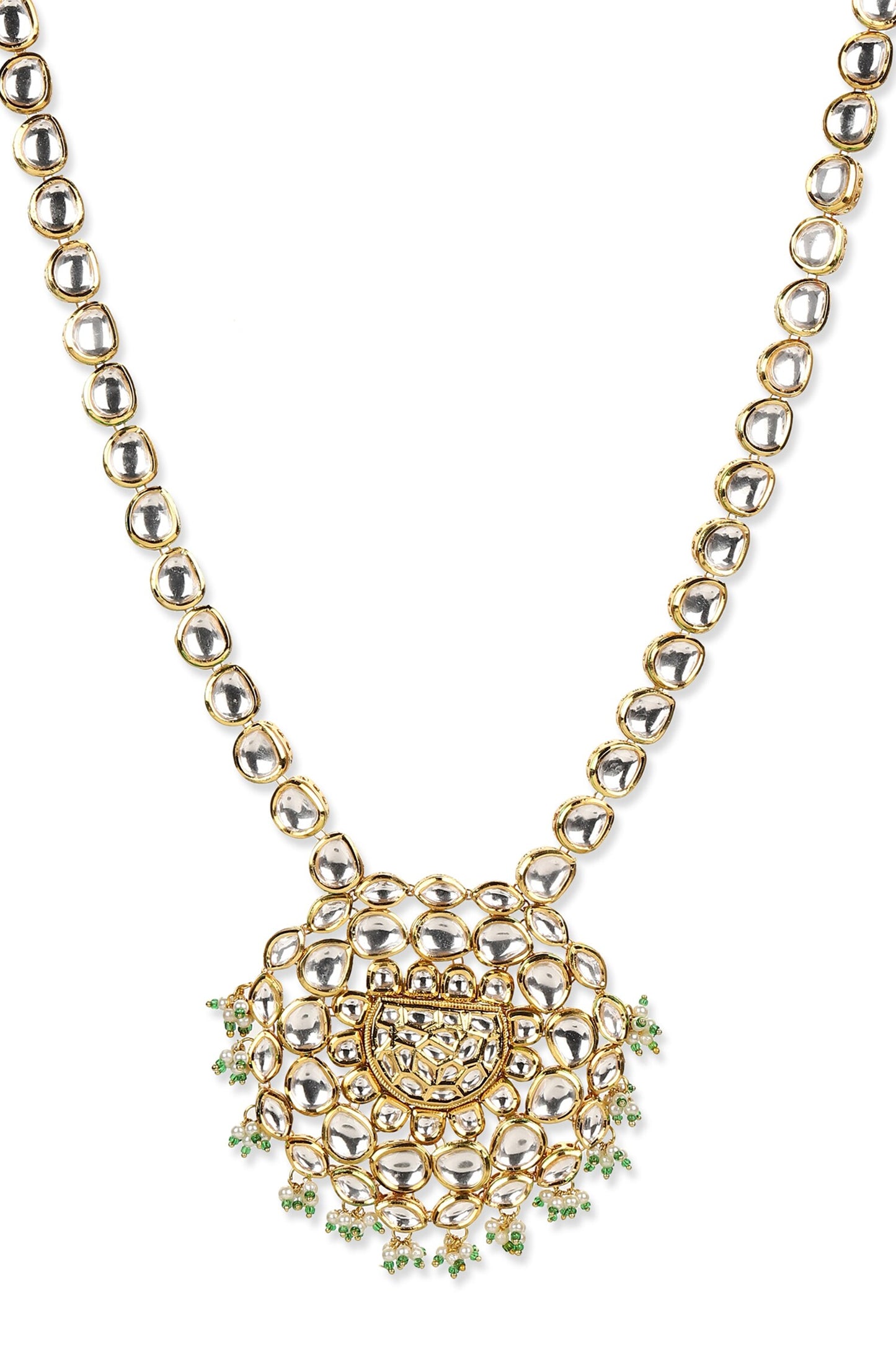 Ornate Bloom Kundan Embellished Pendant Necklace 