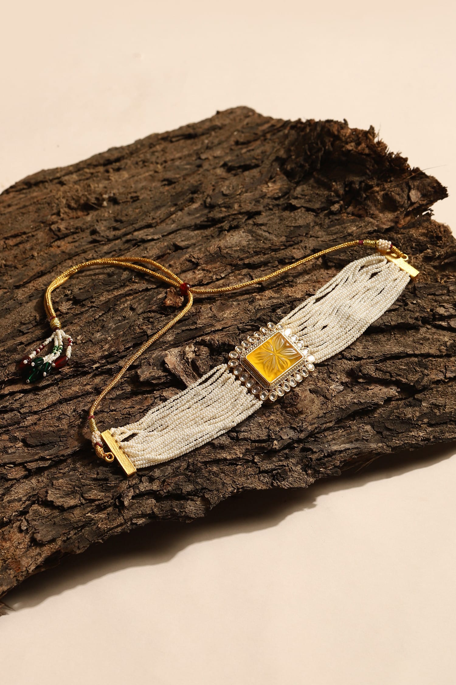 Quad Bloom Kundan & Crystal Stone Embellished Choker 