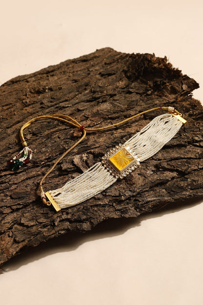 Quad Bloom Kundan & Crystal Stone Embellished Choker 