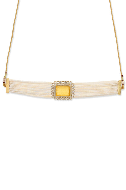 Quad Bloom Kundan & Crystal Stone Embellished Choker 