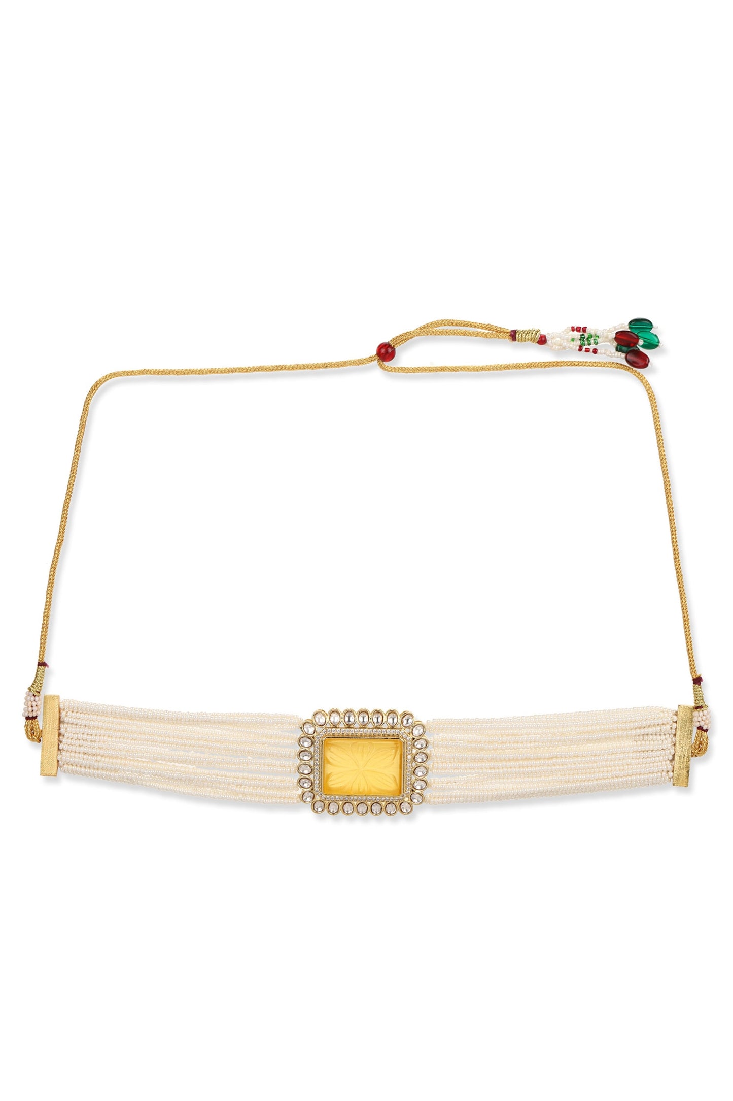 Quad Bloom Kundan & Crystal Stone Embellished Choker 