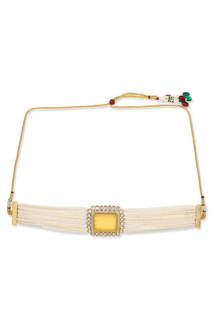 Quad Bloom Kundan & Crystal Stone Embellished Choker 