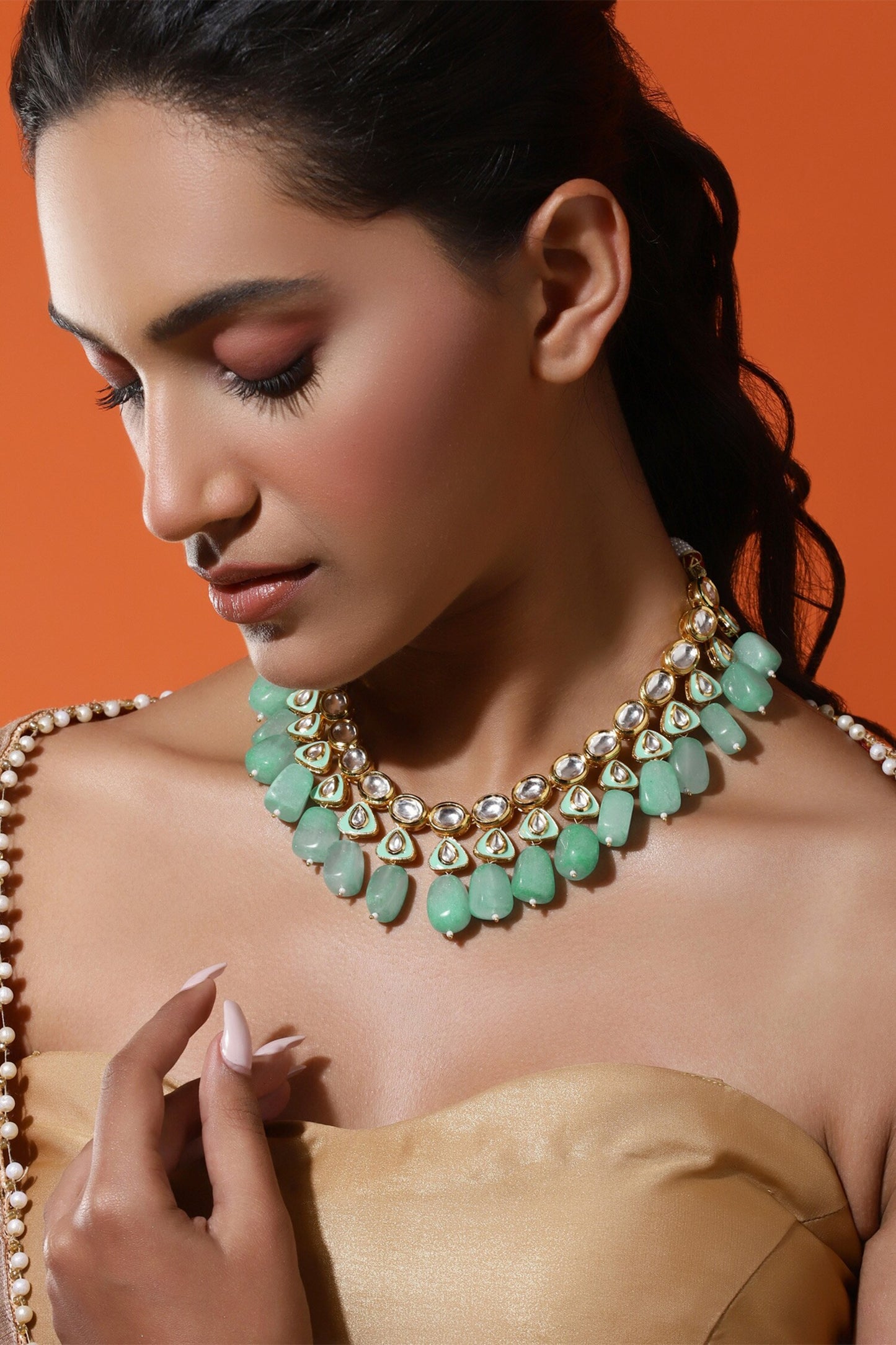 Amaryllis Kundan & Crystal Stone Embellished Necklace 