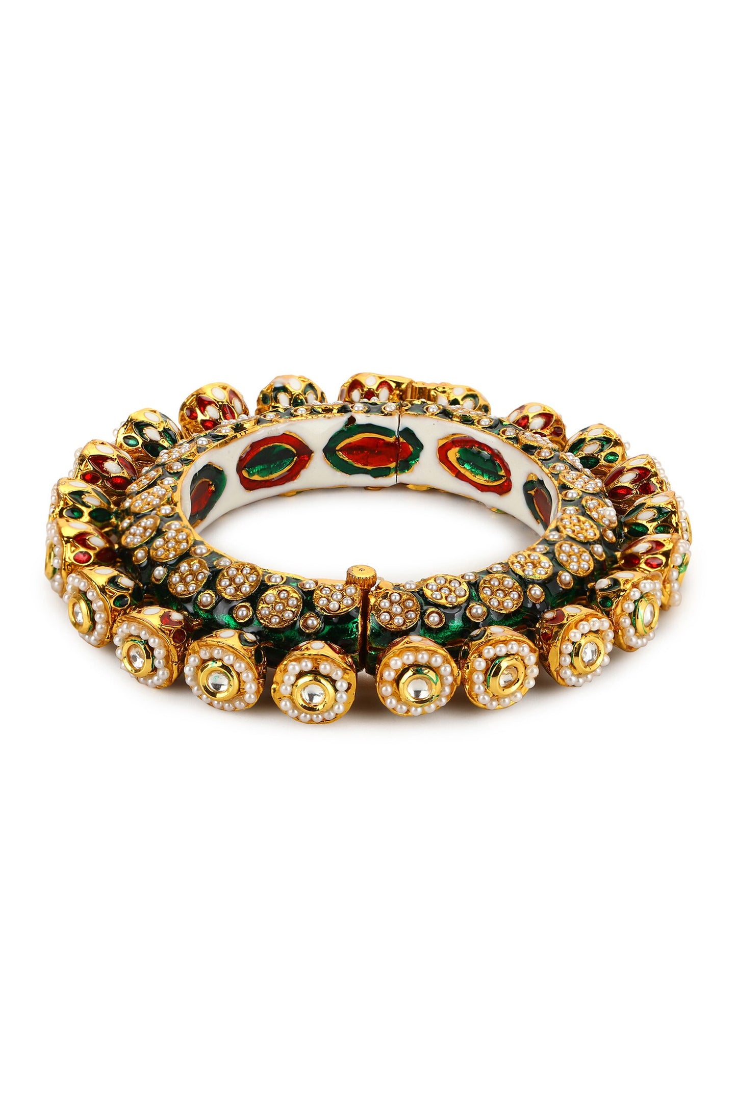 Enamelled Kundan Embellished Bangle - Single Pc 
