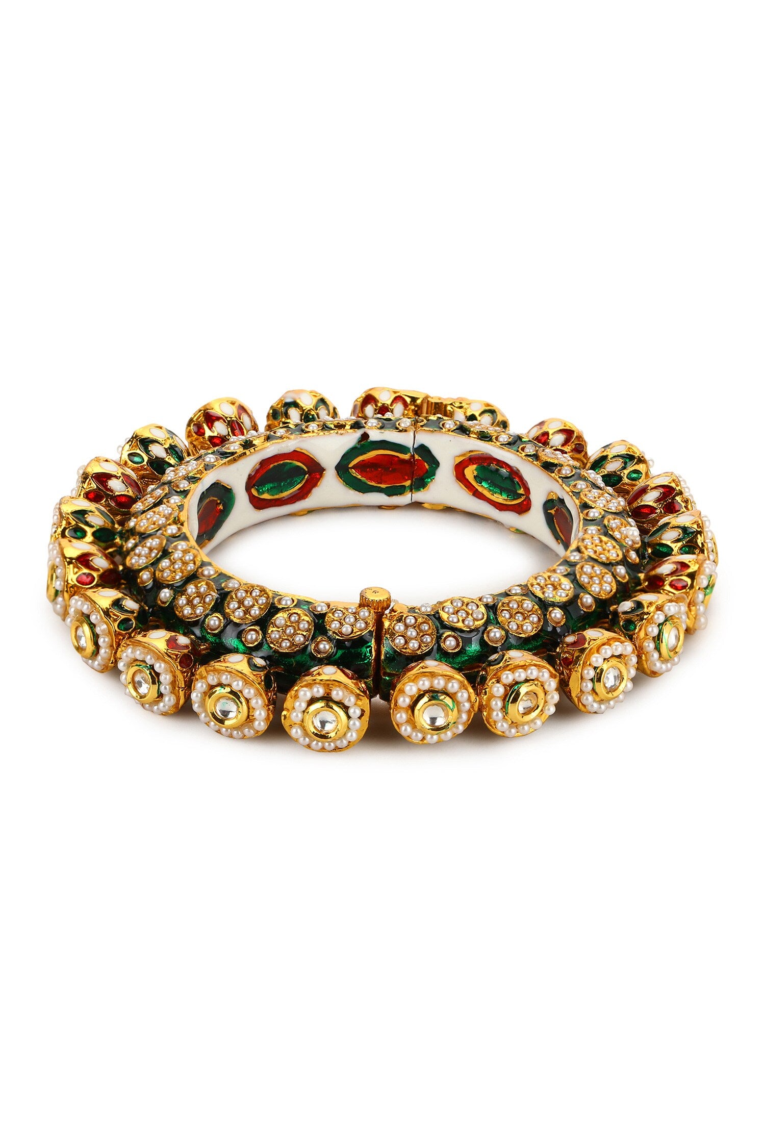 Enamelled Kundan Embellished Bangle - Single Pc 