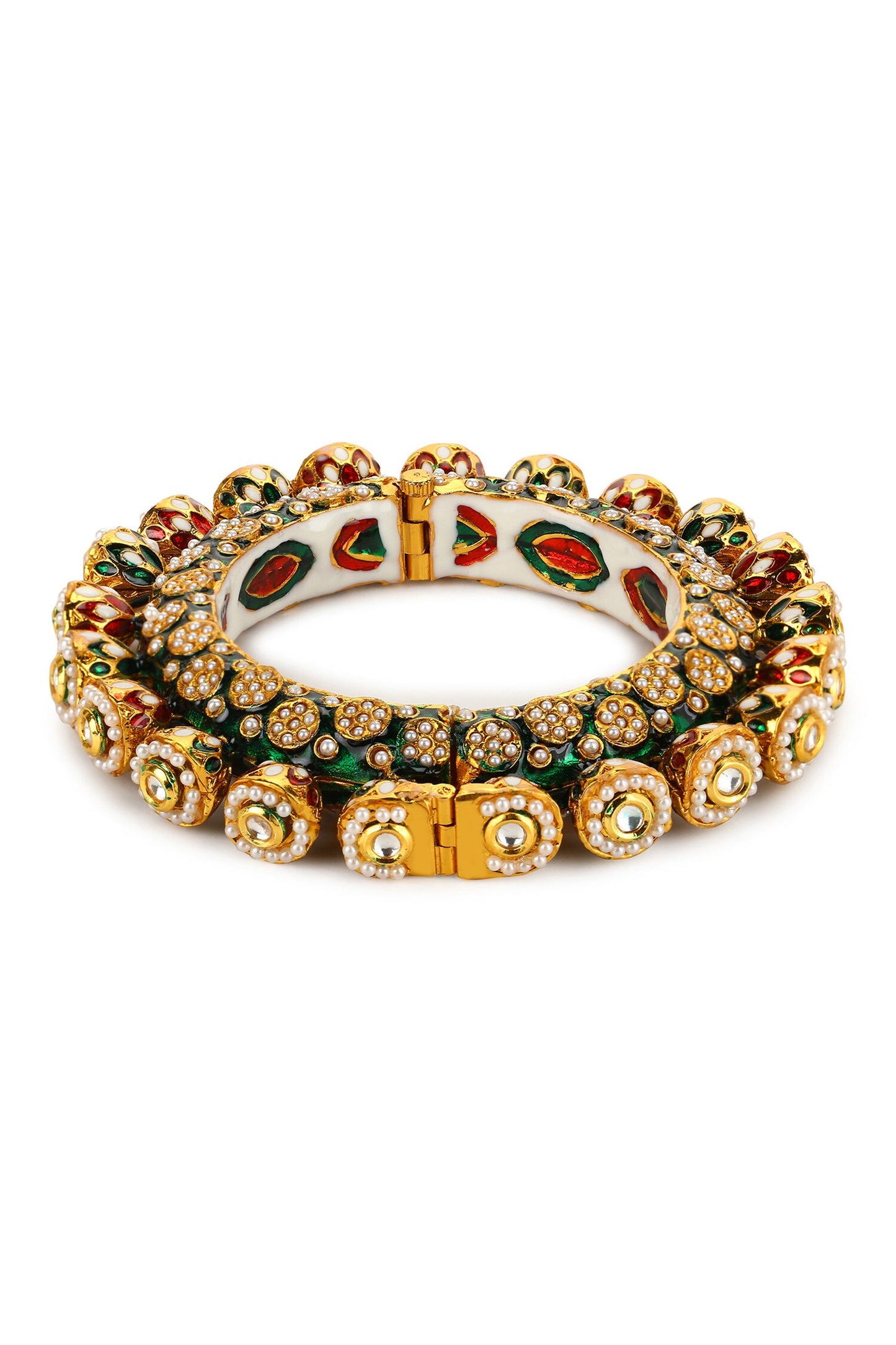 Enamelled Kundan Embellished Bangle - Single Pc 