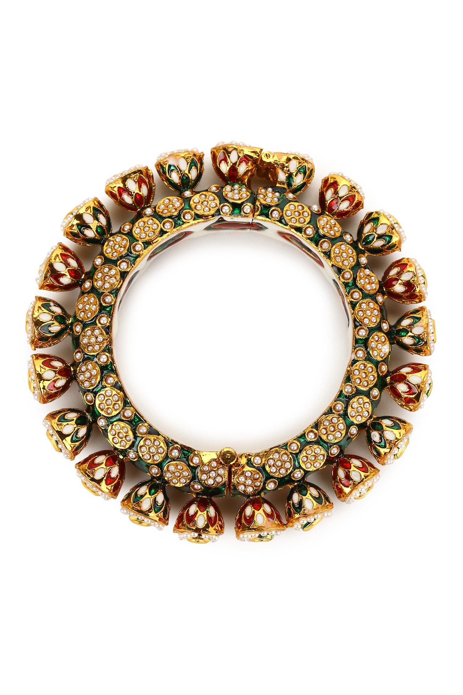 Enamelled Kundan Embellished Bangle - Single Pc 