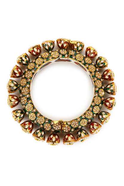 Enamelled Kundan Embellished Bangle - Single Pc 