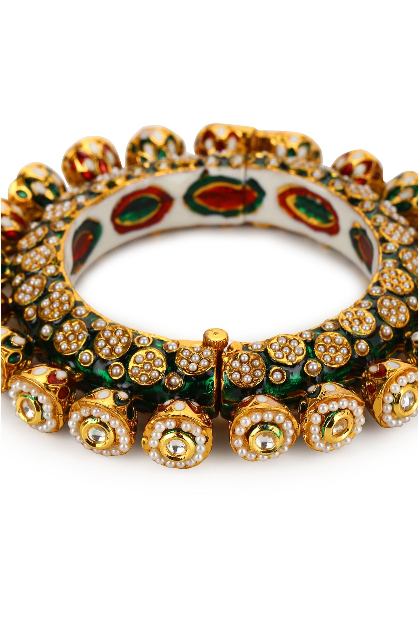 Enamelled Kundan Embellished Bangle - Single Pc 