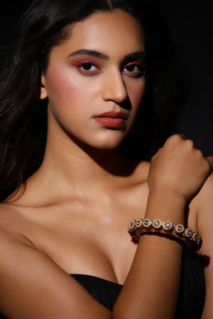 Kundan Embellished Enamelled Bangle - Single Pc 