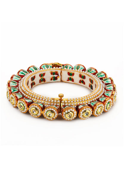 Kundan Embellished Enamelled Bangle - Single Pc 