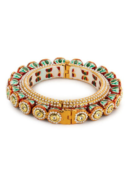 Kundan Embellished Enamelled Bangle - Single Pc 