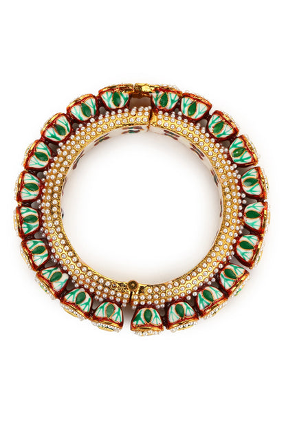 Kundan Embellished Enamelled Bangle - Single Pc 