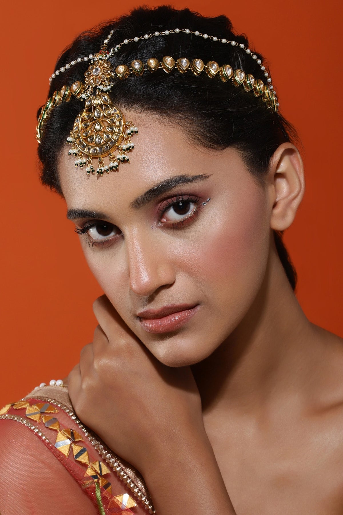 Chand Embellished Mathapatti 