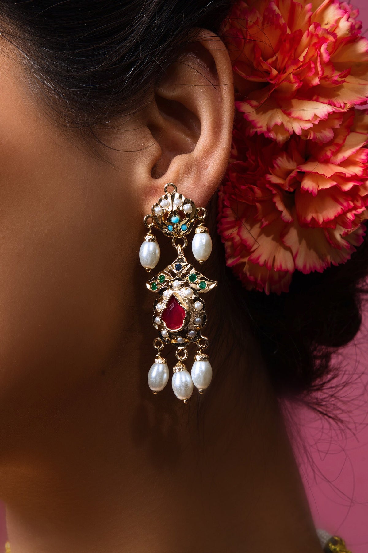 Stone Studded Drop Necklace Set 