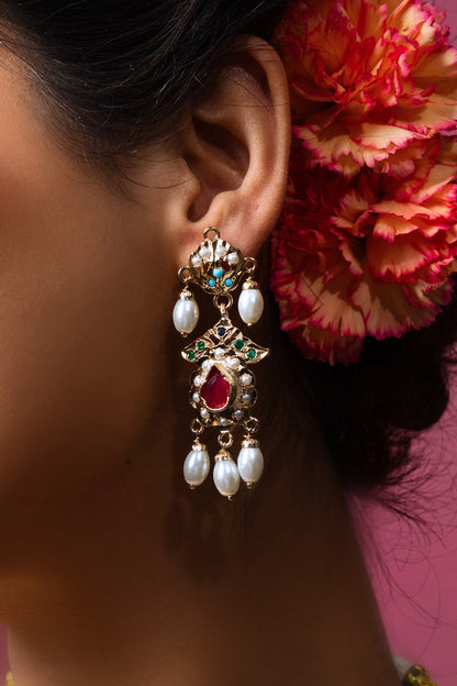Stone Studded Drop Necklace Set 