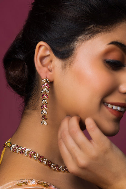 Stone Studded Foliage Necklace Set 