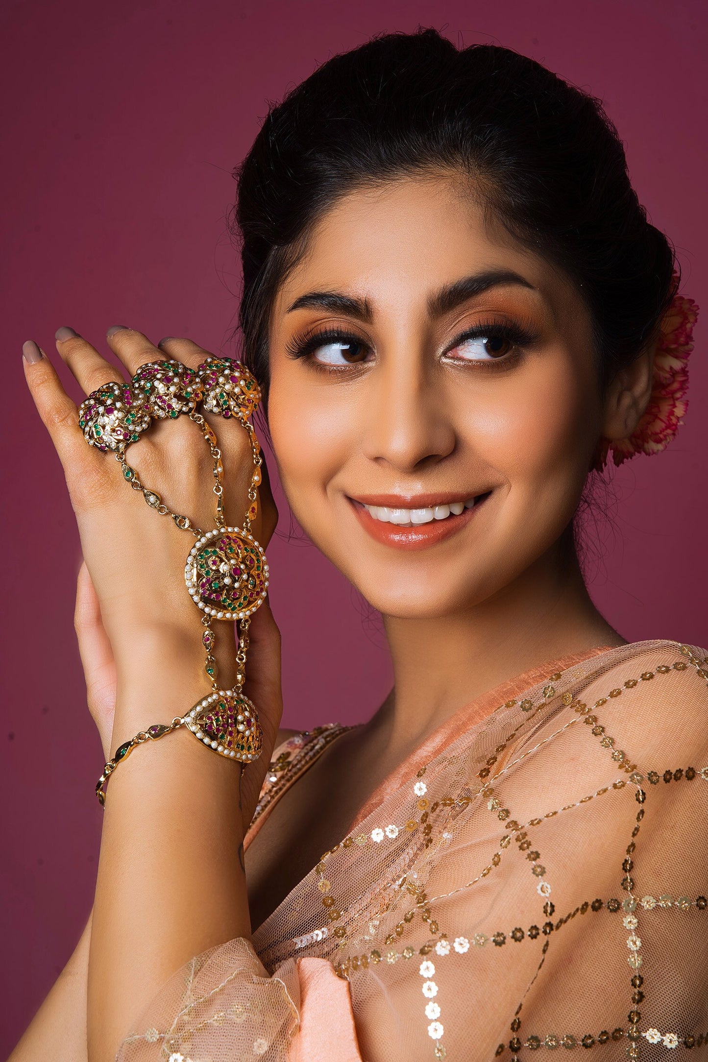 Navratna Embellished Haathphools - Set Of 2 