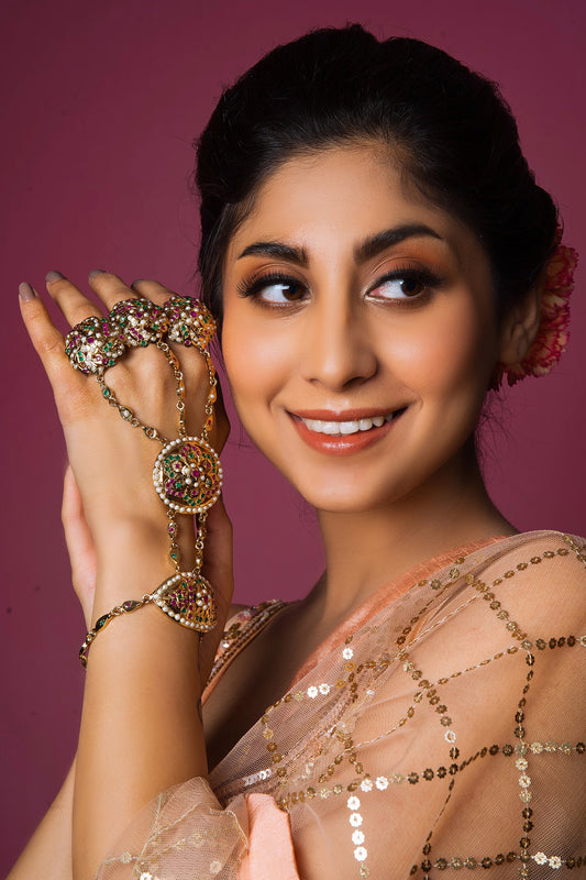 Navratna Embellished Haathphools - Set Of 2 
